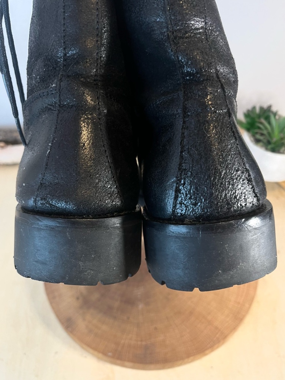 To Boot New York Black Distressed Leather Cap Toe Lug Sole Boots - Men's 10 - Picture 12 of 14